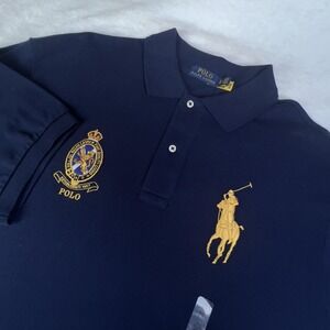 Polo Ralph Lauren XLT Navy Big Pony Crest Polo Shirt Men's Tall NWT Gold Logo Cl